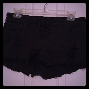 Billabong black lace up denim shorts